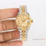 Swiss Made Copy Rolex 28mm Datejust ladies Watch Gold Roman Dial_th.jpg